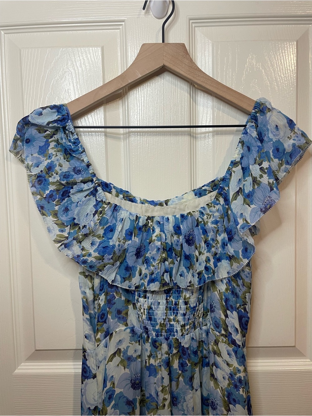 Paige Carmelia Silk Maxi Dress in French Blue Off the Shoulder Romantic Size 8 - Picture 10 of 10